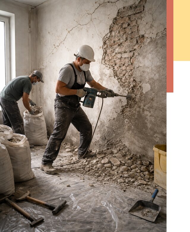 Демонтаж штукатурки со стен в ессентуках от 7342 руб/м² — быстро и недорого | ОТДЕЛОЧНИК-Ссн