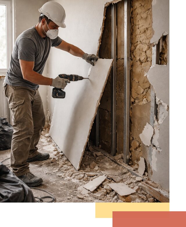 Демонтаж гипсокартона со стен в ессентуках качественно и быстро