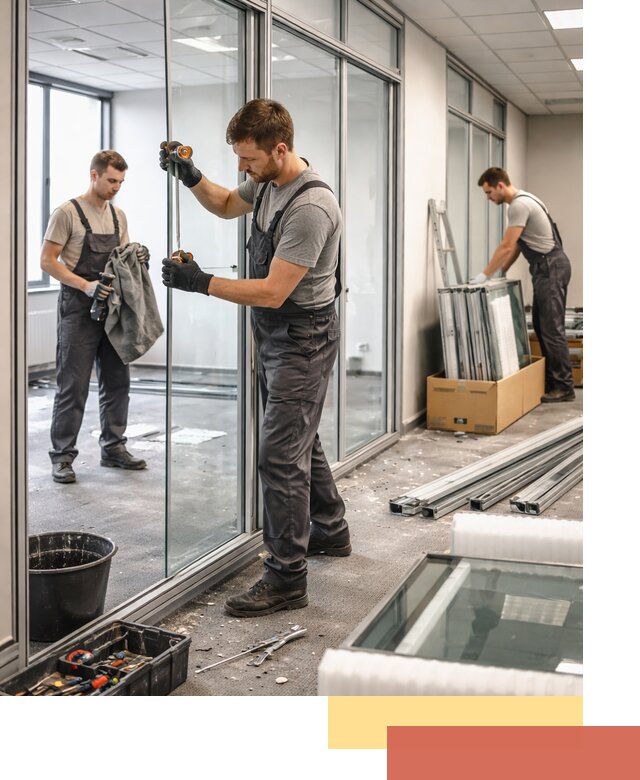 Демонтаж стеклянных перегородок в ессентуках быстро и безопасно