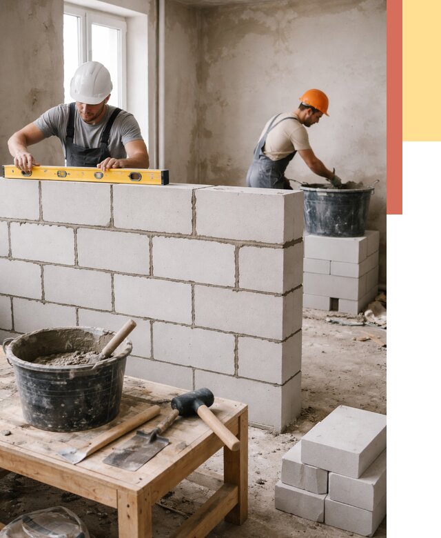 Кладка перегородок из газобетона в ессентуках от 3263 руб. под ключ | ОТДЕЛОЧНИК-Ссн