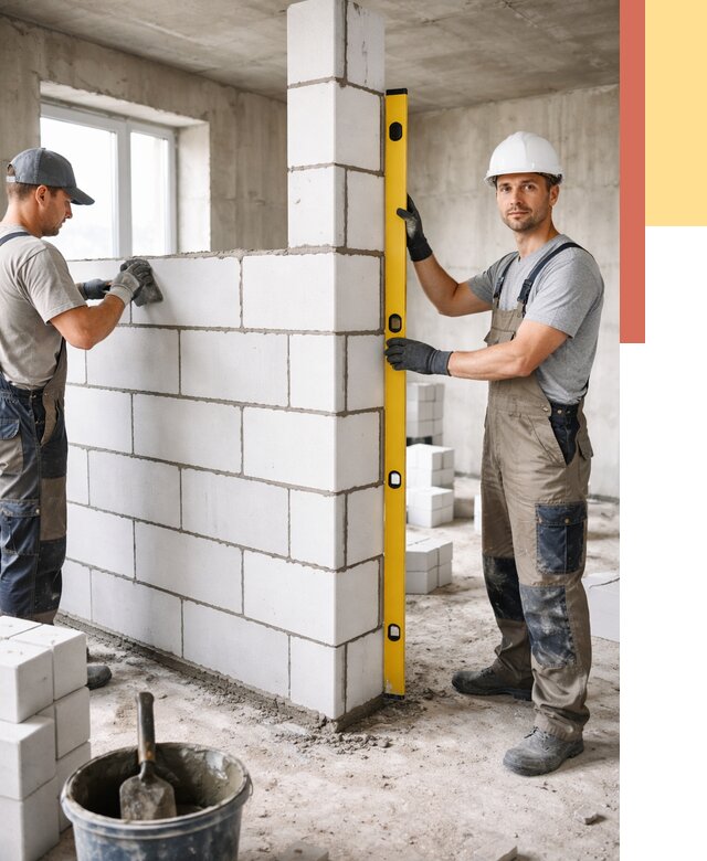 Кладка перегородок из пеноблока в ессентуках от 1835 руб. под ключ | ОТДЕЛОЧНИК-Ссн