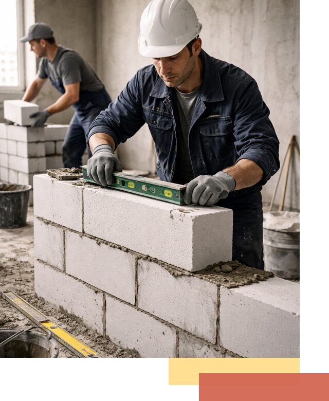 Кладка перегородок из пеноблока под ключ в ессентуках