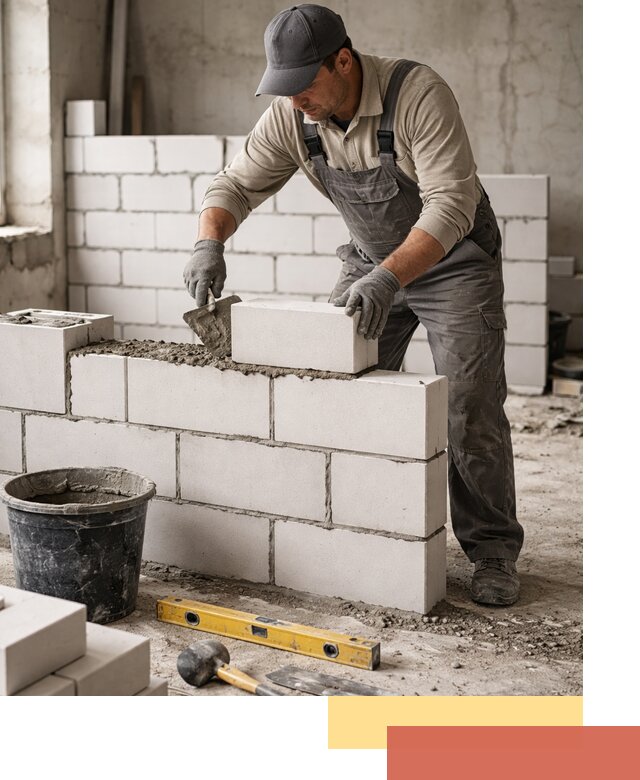 Кладка перегородок из силикатного блока в ессентуках