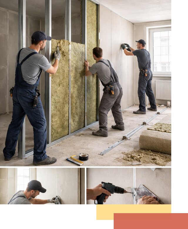 Перегородка из гипсокартона с шумоизоляцией в ессентуках — монтаж под ключ