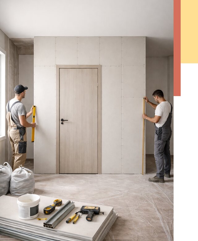 Перегородка из гипсокартона с дверью в ессентуках от 4589 руб. под ключ | ОТДЕЛОЧНИК-Ссн