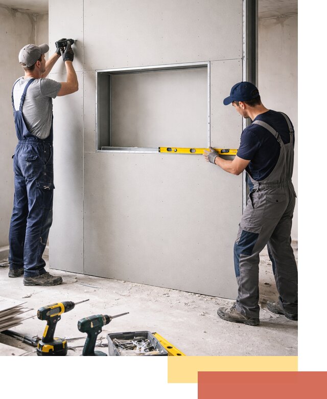 Перегородка из гипсокартона с нишей под декор в ессентуках