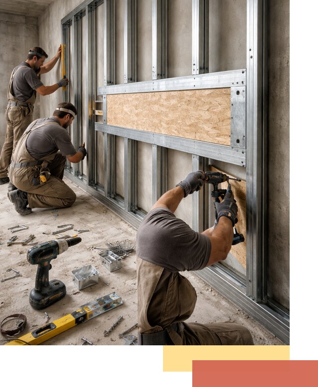 Усиленная перегородка для крепления тяжёлых конструкций в ессентуках