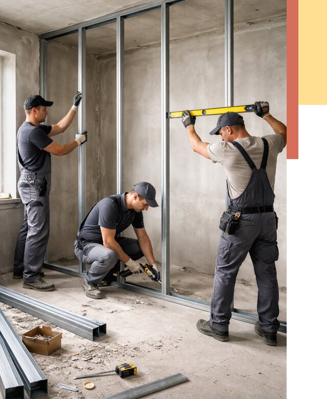 Монтаж каркаса перегородки из профиля в ессентуках от 765 руб. | ОТДЕЛОЧНИК-Ссн