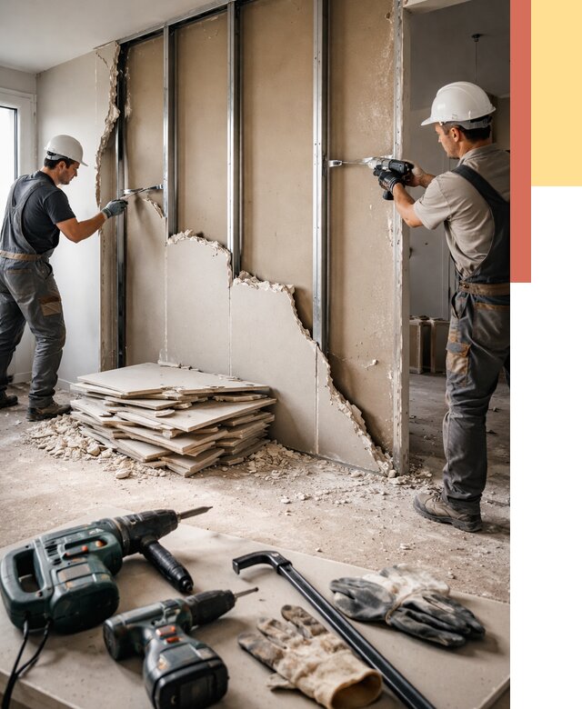 Демонтаж перегородки из гипсокартона в ессентуках от 1224 руб. быстро и недорого | ОТДЕЛОЧНИК-Ссн