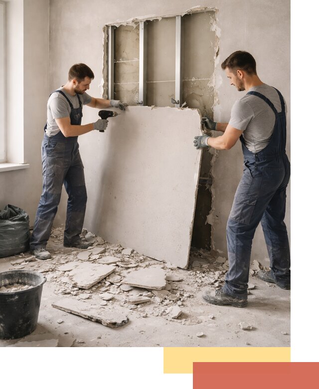 Демонтаж перегородки из гипсокартона в ессентуках быстрый и аккуратный