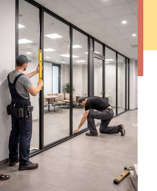 Каркасные стеклянные перегородки в ессентуках под ключ от 9381 руб. | ОТДЕЛОЧНИК-Ссн