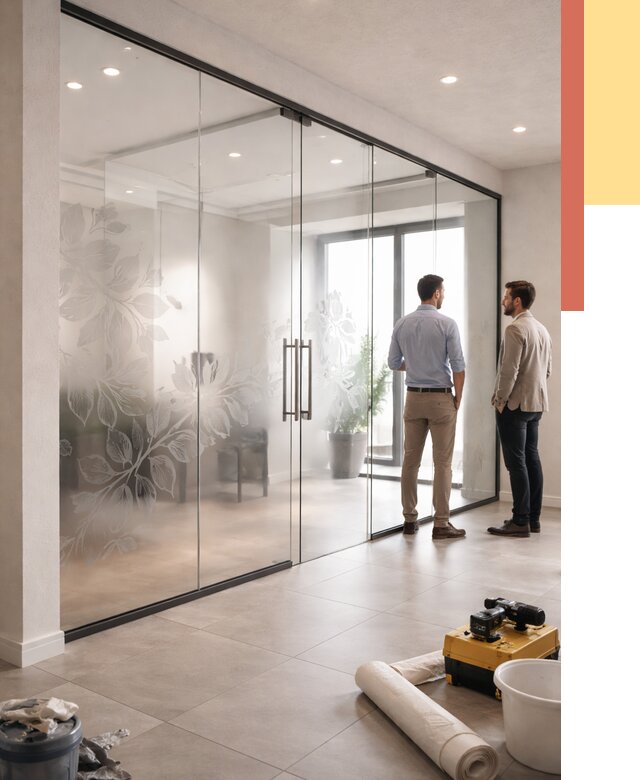 Стеклянные перегородки с рисунком в ессентуках от 12746 руб. монтаж и нанесение | ОТДЕЛОЧНИК-Ссн