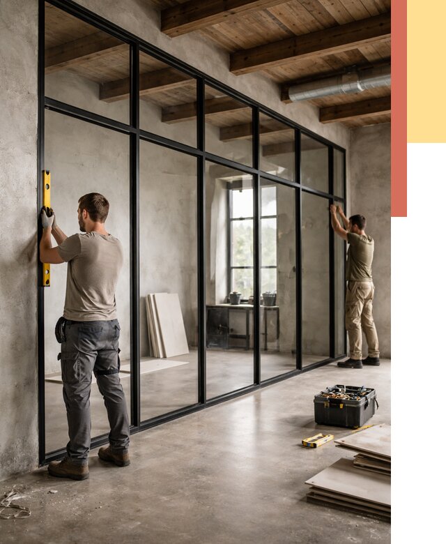 Стеклянные перегородки лофт в ессентуках от 10707 руб. под ключ | ОТДЕЛОЧНИК-Ссн