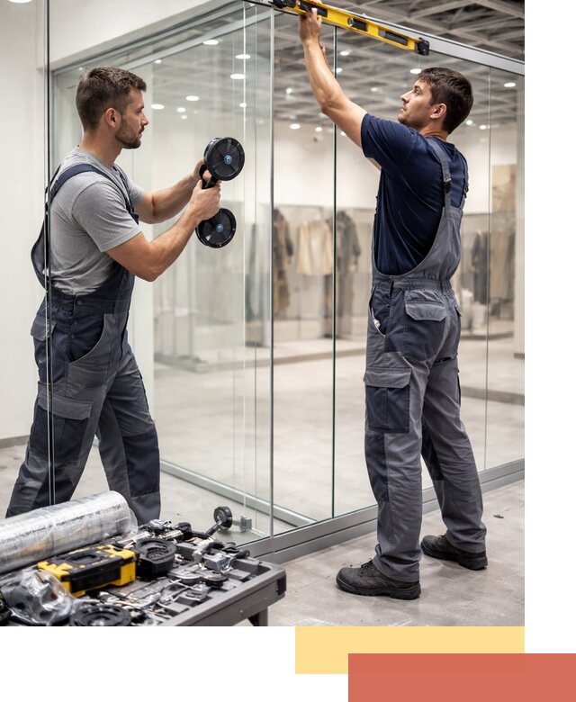 Стеклянные перегородки для магазинов в ессентуках — монтаж и установка