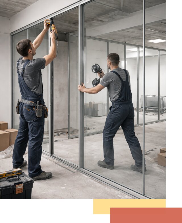 Алюминиевые перегородки со стеклом в ессентуках — изготовление и монтаж