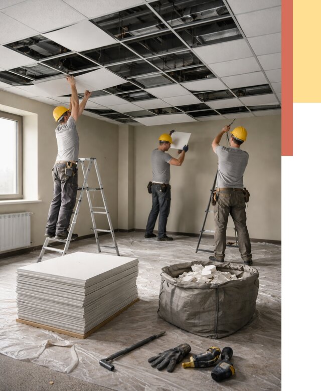 Демонтаж потолка Армстронг в ессентуках от 4589 руб. быстро и недорого | ОТДЕЛОЧНИК-Ссн