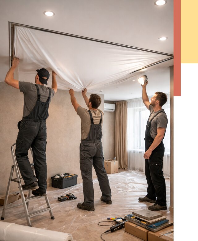 Монтаж ПВХ натяжного потолка в ессентуках от 3569 руб. под ключ | ОТДЕЛОЧНИК-Ссн