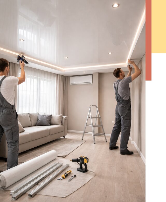 Монтаж глянцевого натяжного потолка в ессентуках от 765 руб. под ключ | ОТДЕЛОЧНИК-Ссн