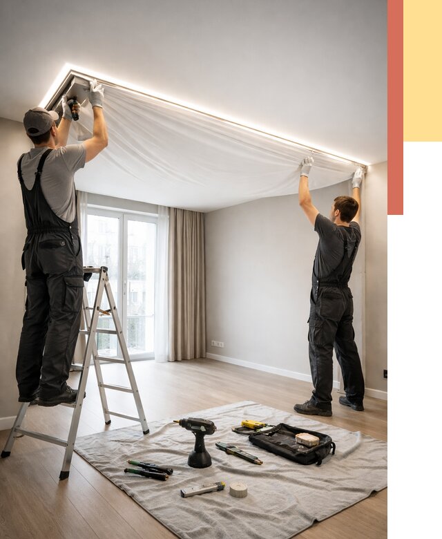 Монтаж парящего натяжного потолка в ессентуках от 4589 руб. быстро и недорого | ОТДЕЛОЧНИК-Ссн