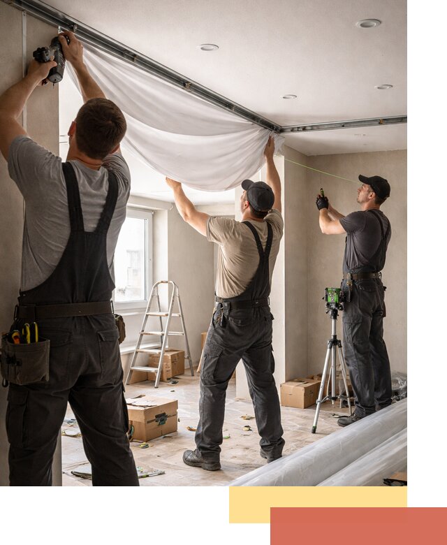 Монтаж парящего натяжного потолка под ключ в ессентуках