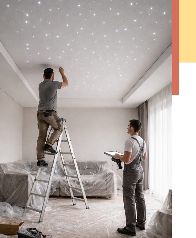 Монтаж натяжного потолка «звездное небо» в ессентуках от 6628 руб. | ОТДЕЛОЧНИК-Ссн