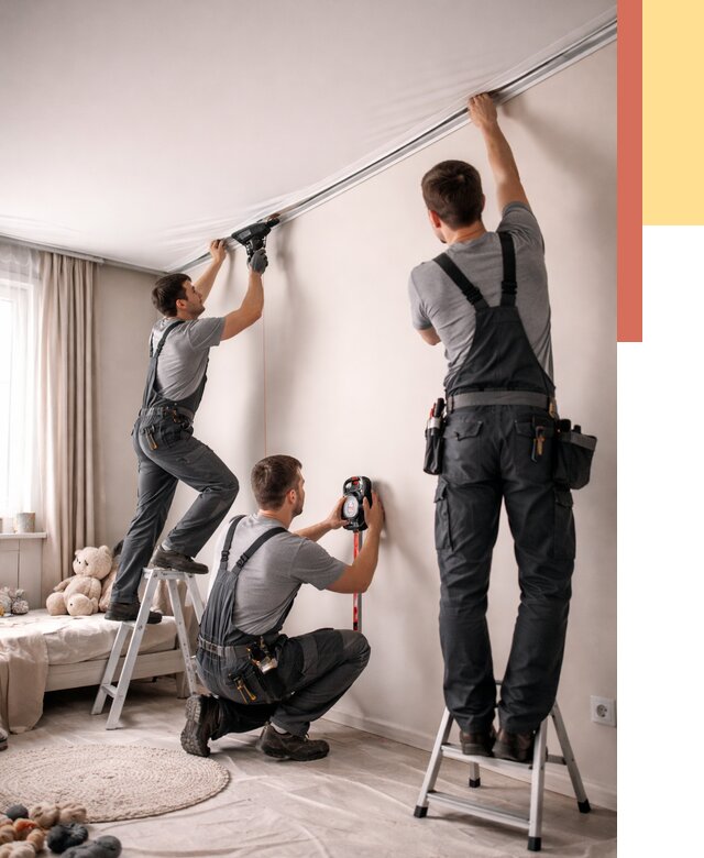 Монтаж натяжного потолка в детской в ессентуках от 3569 руб. — быстро и недорого | ОТДЕЛОЧНИК-Ссн