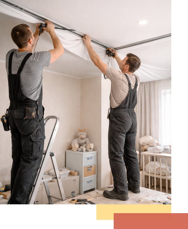 Монтаж натяжного потолка в детской комнате в ессентуках