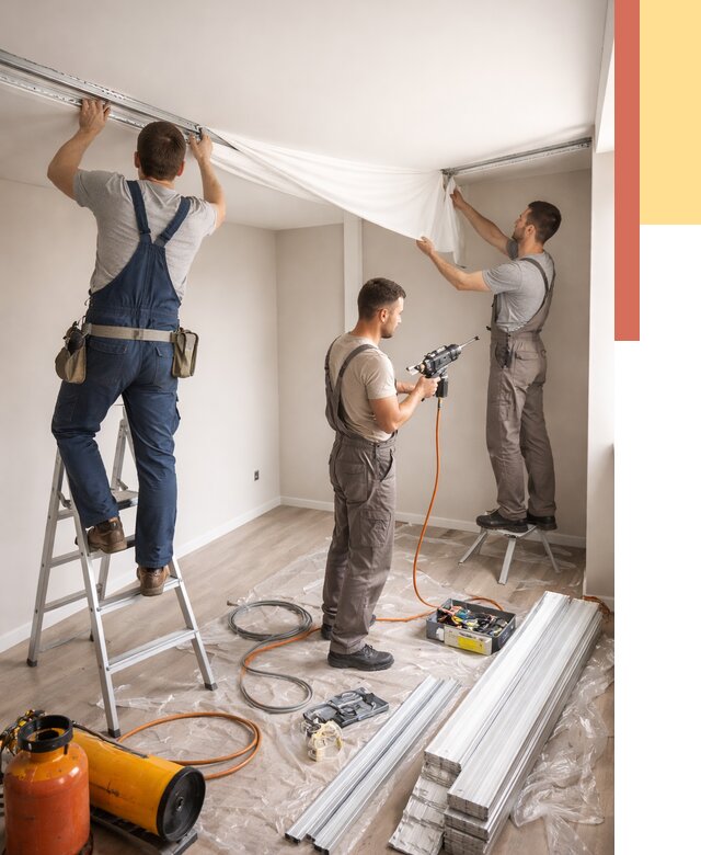 Монтаж натяжного потолка в студии в ессентуках от 5608 руб. — быстро и недорого | ОТДЕЛОЧНИК-Ссн