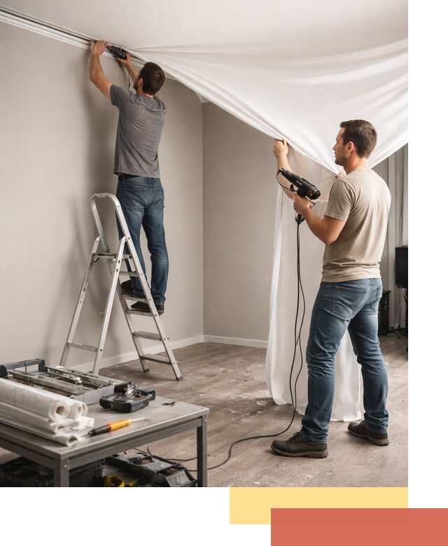 Монтаж натяжного потолка в студии в ессентуках