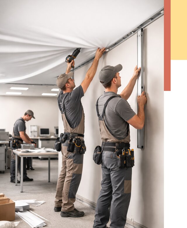 Монтаж натяжного потолка в офисе в ессентуках от 459 руб/м² — быстро и недорого | ОТДЕЛОЧНИК-Ссн