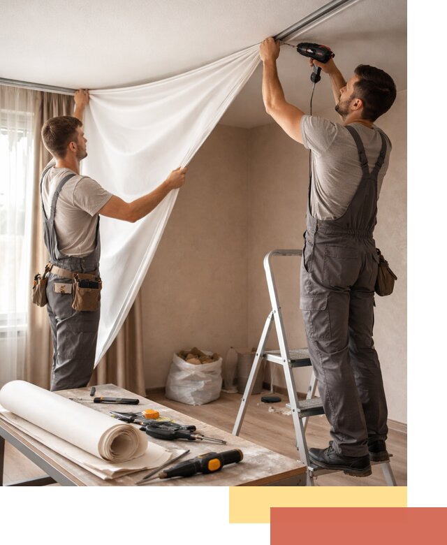 Замена полотна натяжного потолка в ессентуках быстро и качественно