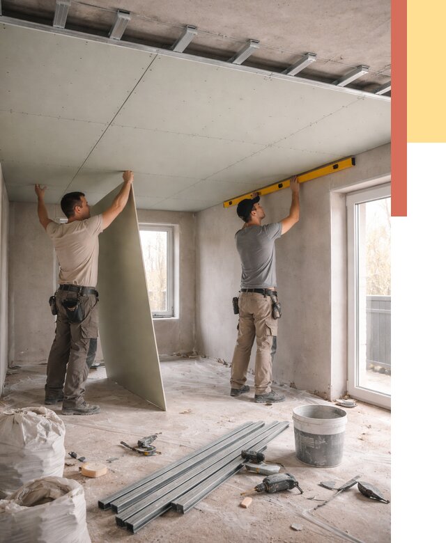 Одноуровневый потолок из гипсокартона в ессентуках от 765 руб. — монтаж под ключ | ОТДЕЛОЧНИК-Ссн