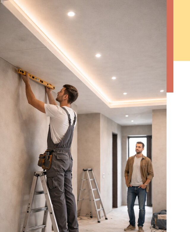 Потолок из гипсокартона с подсветкой в ессентуках от 765 руб./м2 под ключ | ОТДЕЛОЧНИК-Ссн