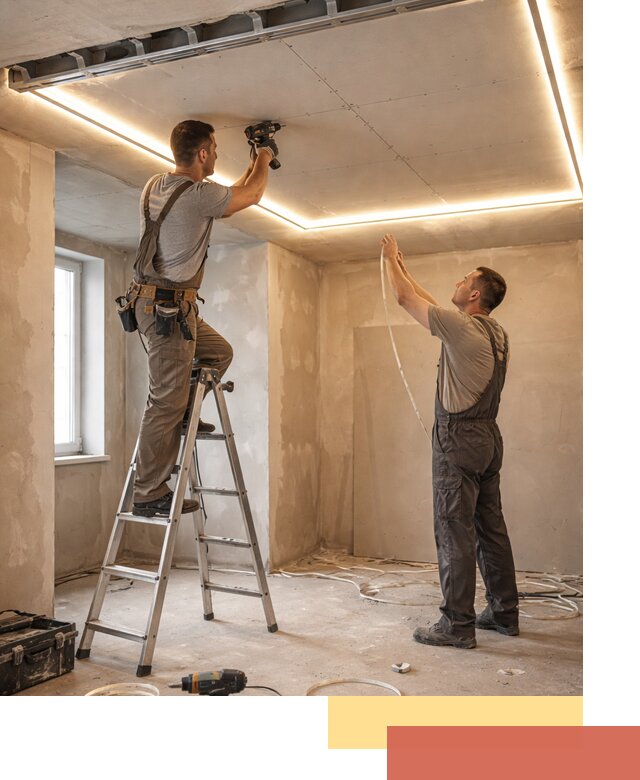 Потолок из гипсокартона с подсветкой в ессентуках