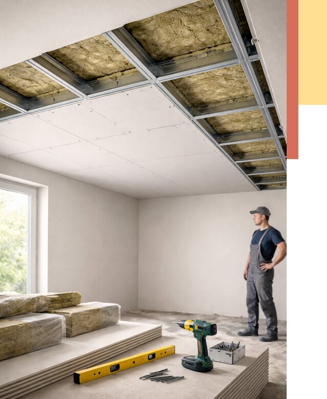 Звукоизоляция потолка ГКЛ в ессентуках от 969 руб. — монтаж под ключ | ОТДЕЛОЧНИК-Ссн