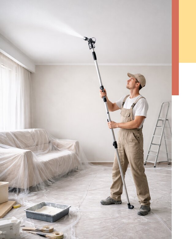 Покраска потолка краскопультом в ессентуках от 4589 руб. быстро и недорого | ОТДЕЛОЧНИК-Ссн